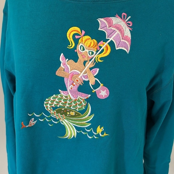 Bob Mackie Wearable Art Embroidered Mermaid Sweatshirt - Picture 4 of 6